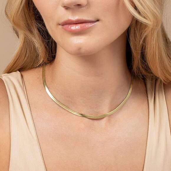 ⚡Snake Chain Herringbone Necklace For Women Gold Filled 14K Gold Silver Plated - Picture 3 of 7